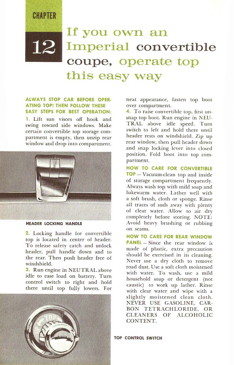 1961 Chrysler Imperial Owners Manual Page 30
